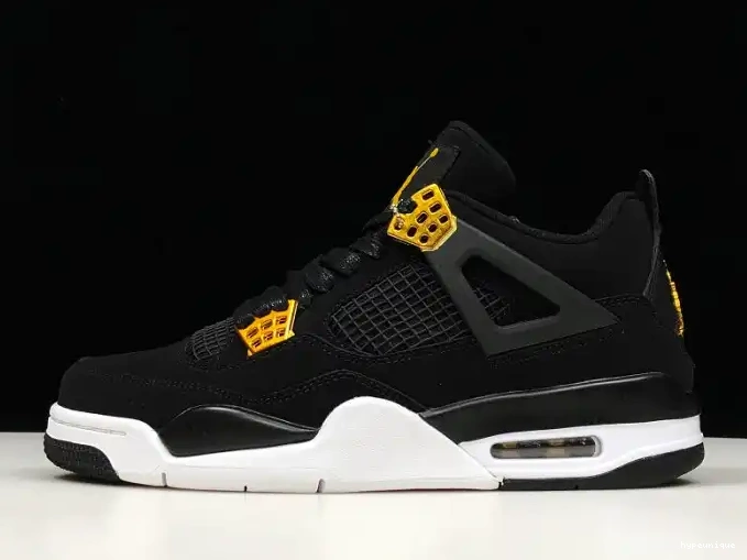 HYPE 308497-032 Black Royalty Jordan Metallic Air 4 Gold-White 0604